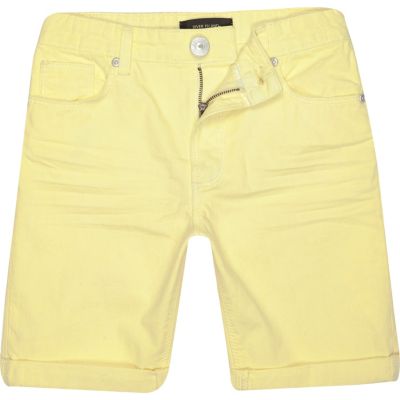 Boys yellow denim skinny shorts